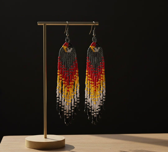 Black / red Firebird Spirit Beaded Earrings