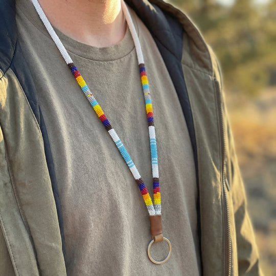 Round Beaded Lanyard(White)