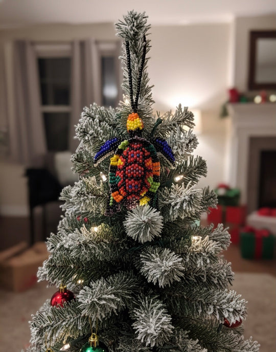 Black Handcrafted Beaded Turtle