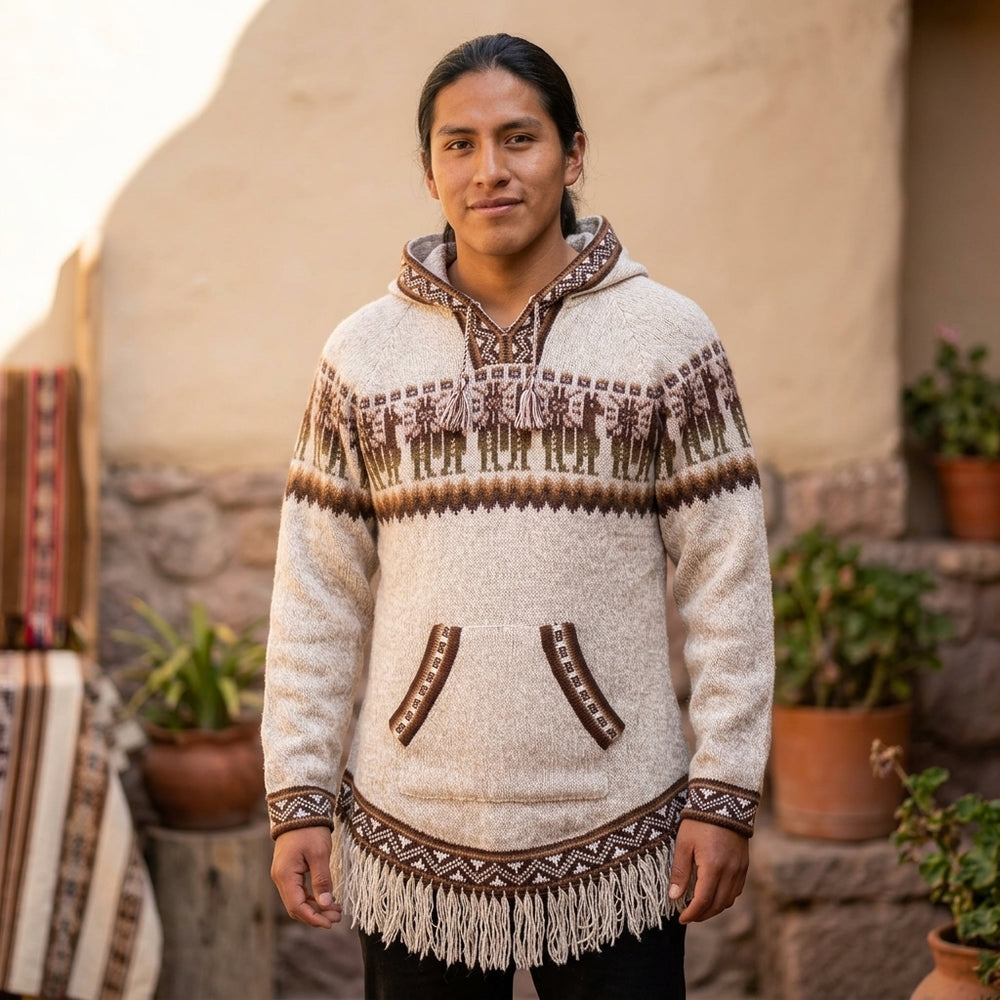 OLDTRIBES™ Women Cardigan Beize Alpaca Sweater