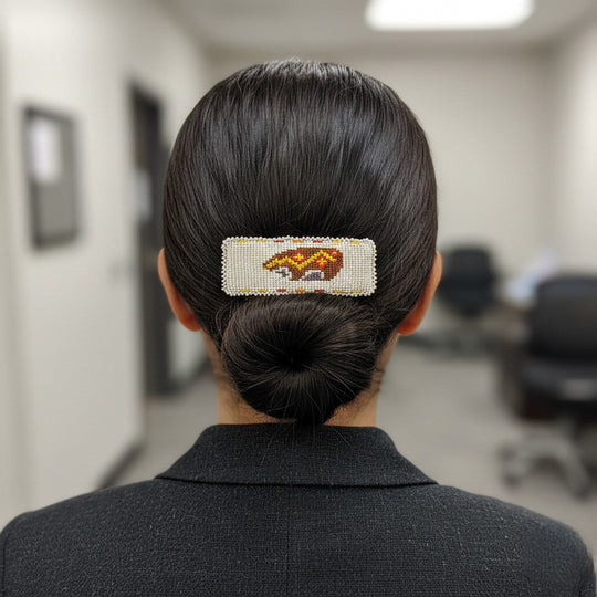 Rectangular Beaded Barrette - Bear