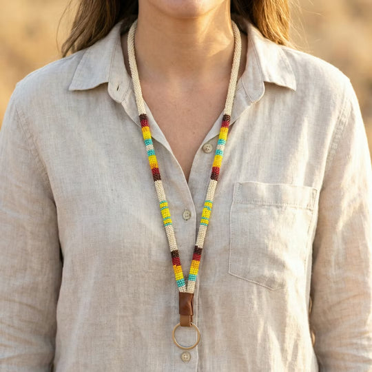 Round Beaded Lanyard(Beige)