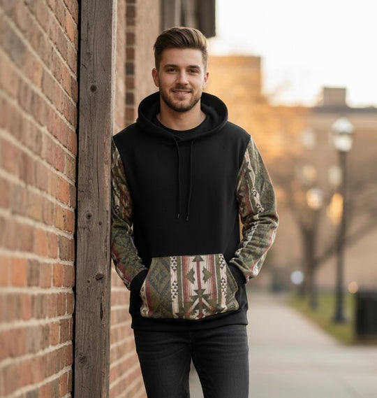 Green native design hoodie