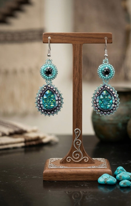 Drop Beaded Earrings green collection