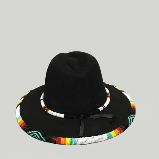 Size-57 Handmade Beaded Hat(Black)