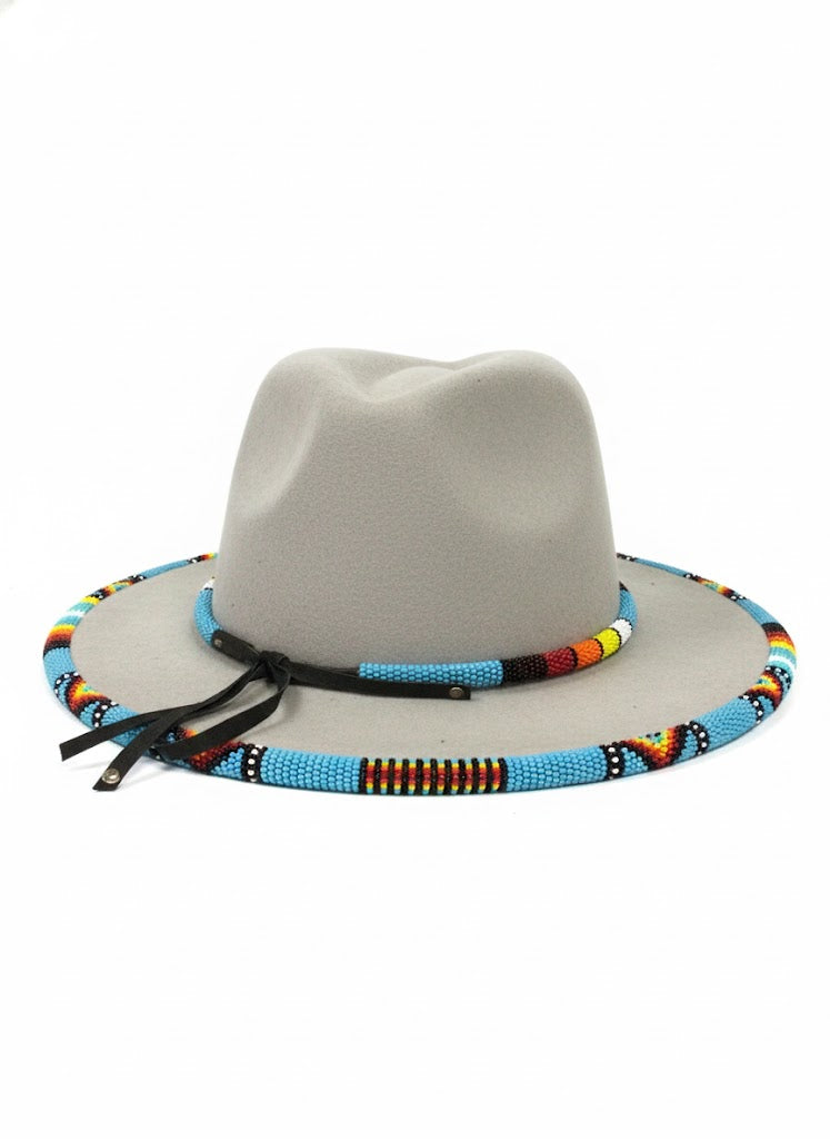 Size-57 Handmade Beaded Hat(Beige)