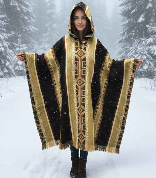 Black Lavender Pure Llama wool Ponchos