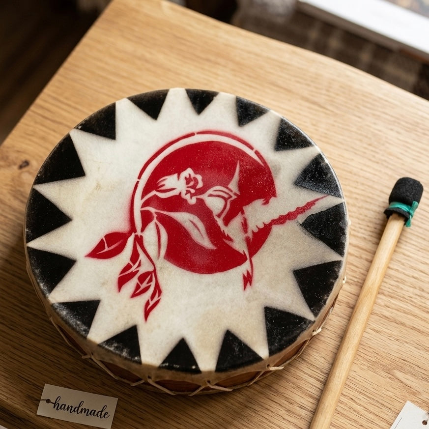 Hummingbird with flower 8” Hand Drum