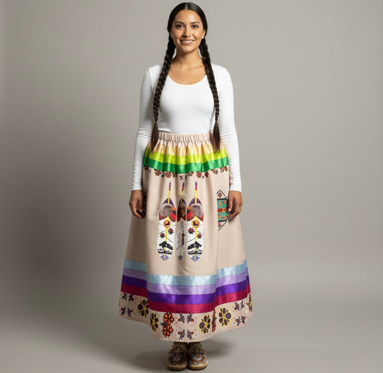 Ribbon Skirt with Feather