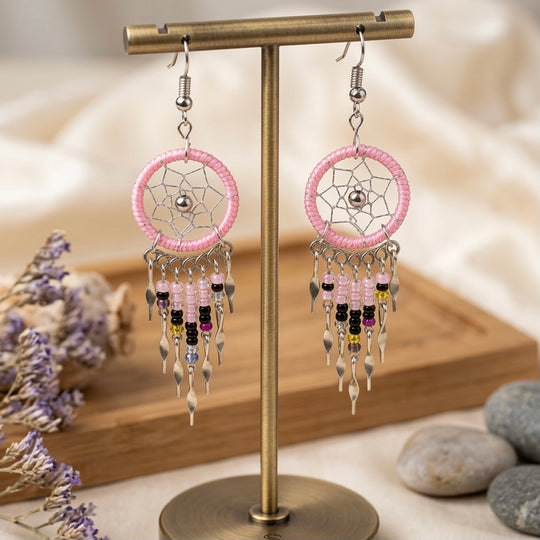 OLDTRIBES™ Pink Dreamcatcher earrings