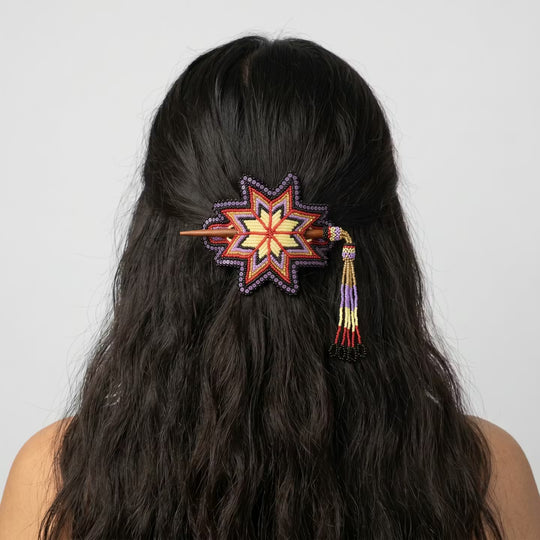 Purple Handmade Beaded Star Barrette