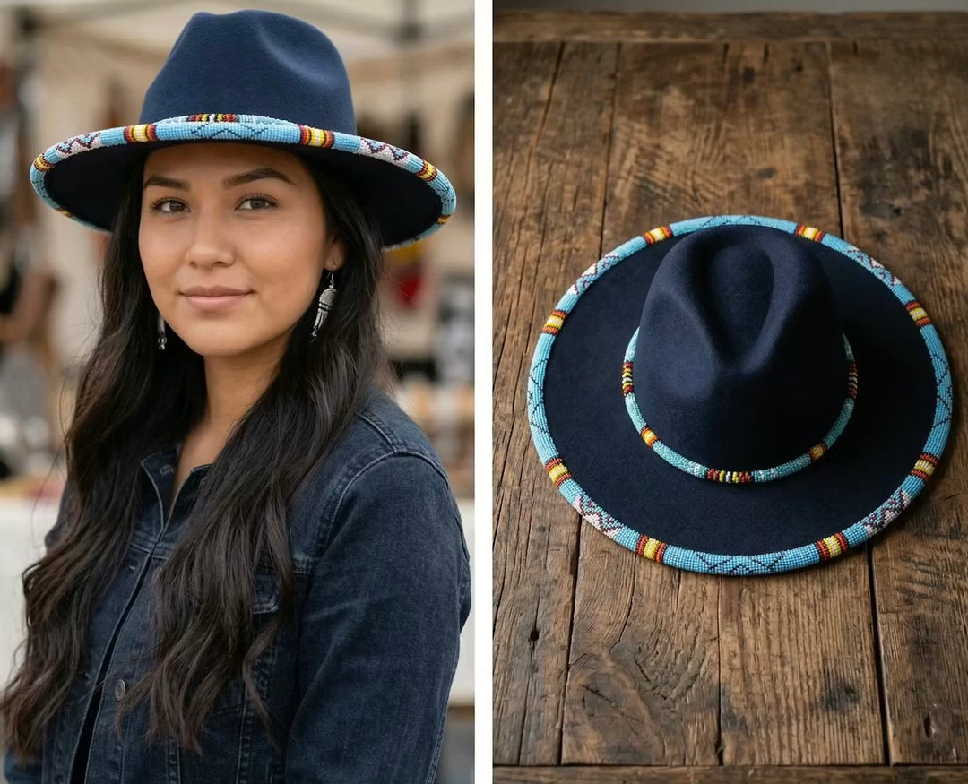 Size-60 Handmade Beaded Hat