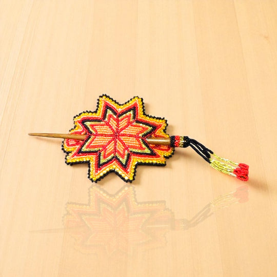 Red Handmade Beaded Star Barrette