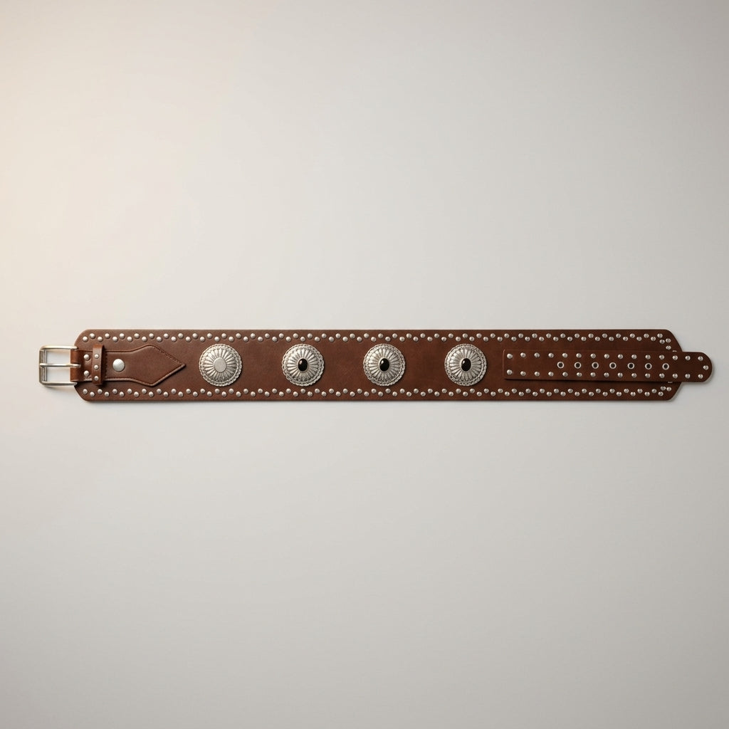 Western Concho Studded Belt (Brown)