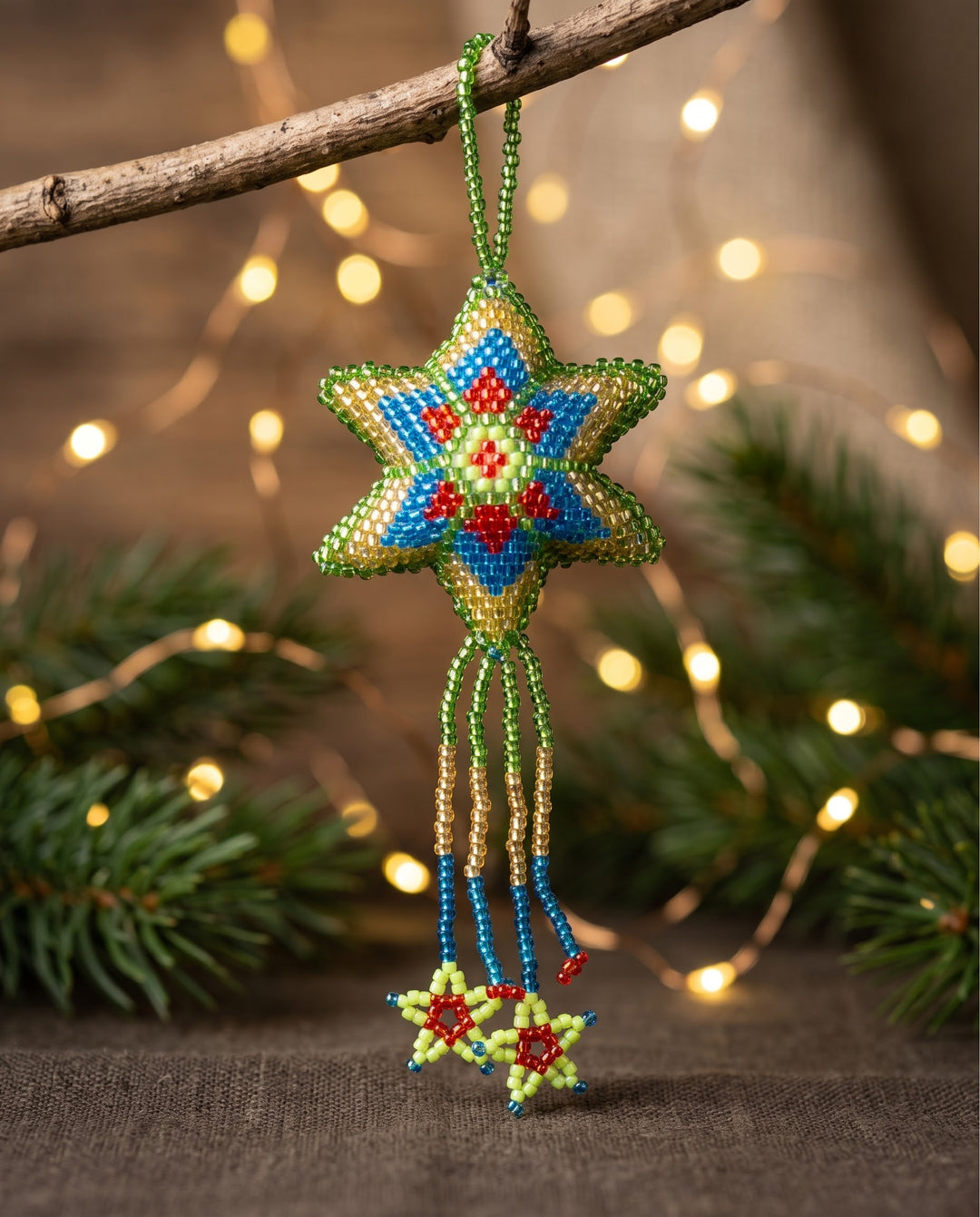 Green bead Sunrise Flame Star