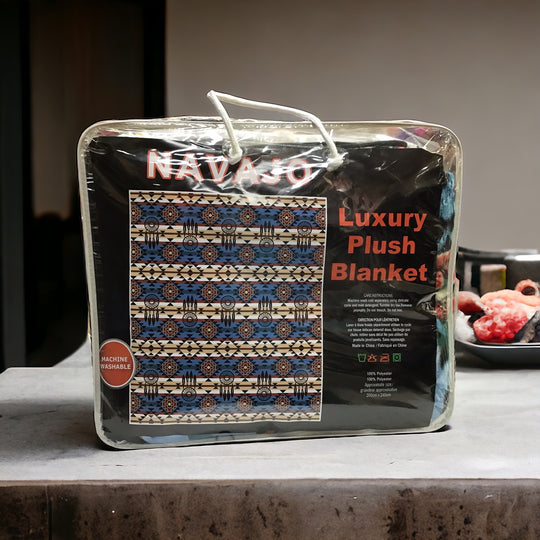 LUXURY PLUSH BLANKET (Navajo Blue)