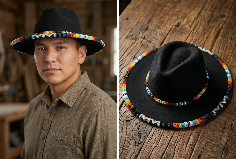 OLDTRIBES Size-60 Handmade Beaded Hat