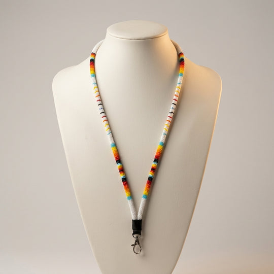 Round Beaded Lanyard(White)