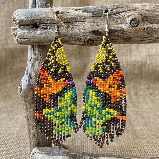 Black Sky Dancer Beaded Earrings