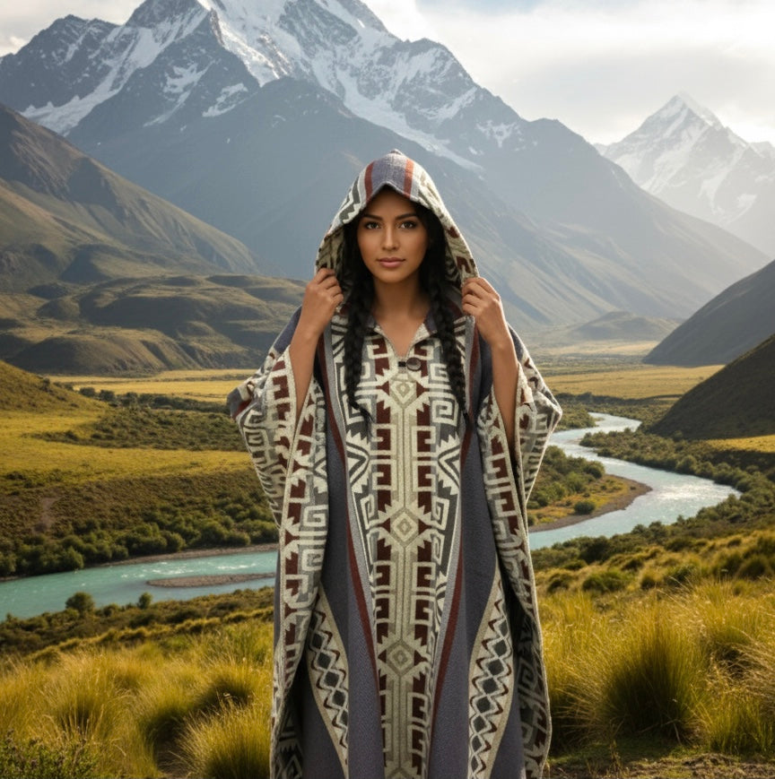 Red Lavender Pure Llama wool Ponchos