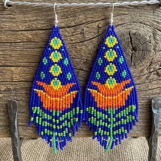 Blue Flame Blossom Drop Earrings