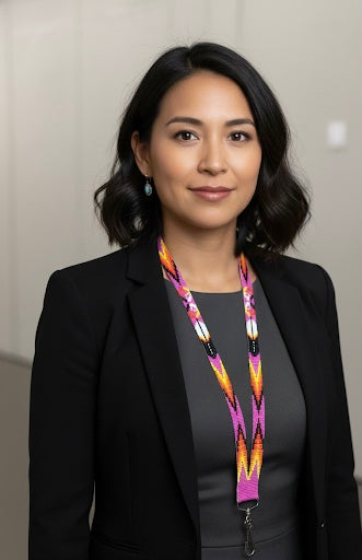 Pink feathers Native Beaded Lanyard