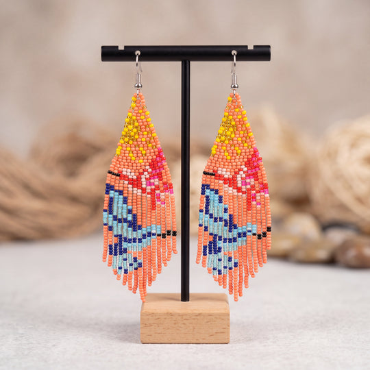 Pink Sky Dancer Beaded Earrings