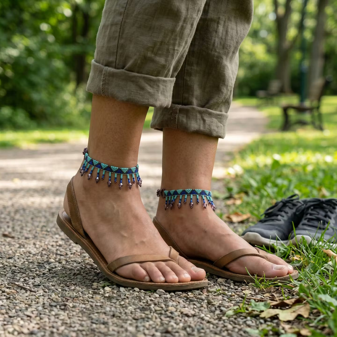 Beaded Anklet Purple