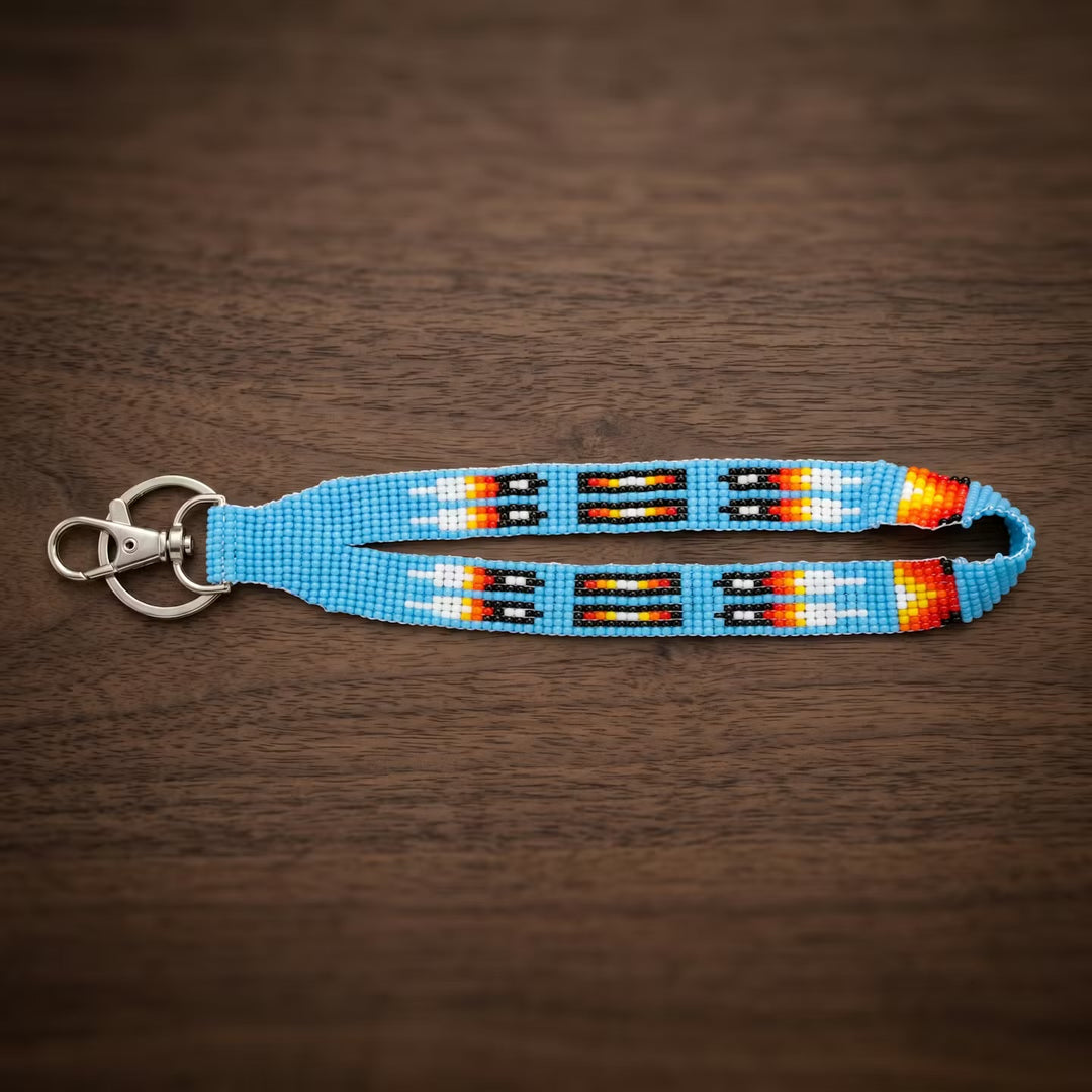 Blue Native American Style Wrist Lanyard