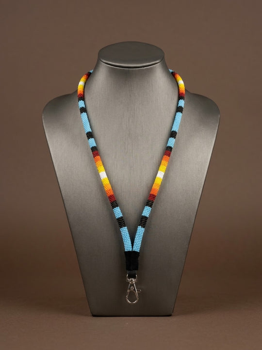 Round Beaded Lanyard light blue