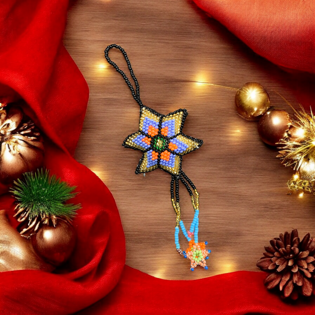 Golden and Black Handmade Beaded Star – OldTribes