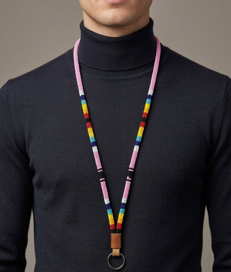 OLDTRIBES Round Beaded Lanyard(Pink)