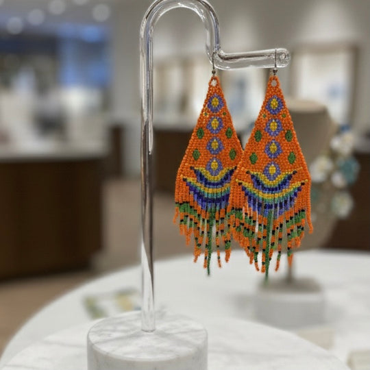 Orange yellow Flame Blossom Drop Earrings