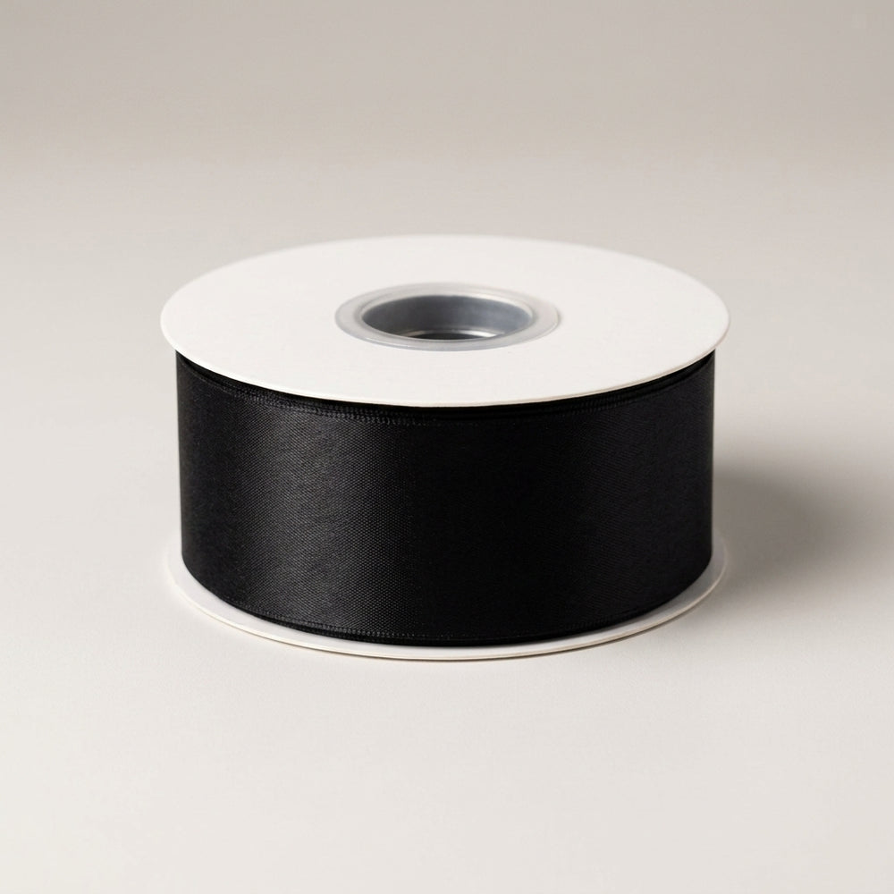 Satin Ribbon Double Face- Black #030- 3.8 cm Wide