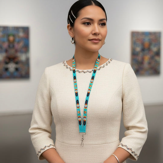 Turquoise Native Beaded Lanyard