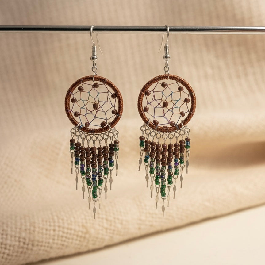 Brown/ dark green Dreamcatcher Dangles