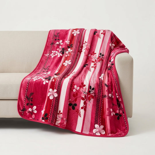 Pink floral Style Lightweight Queen Blanket - Cozy &amp; Soft