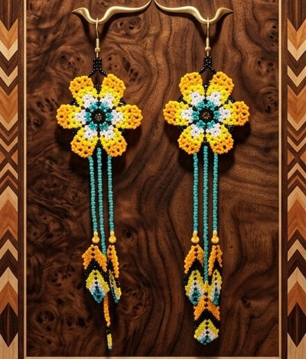 Sun Feather Bloom Beaded Earring