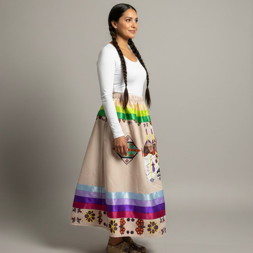 OLDTRIBES Ribbon Skirt with Feather