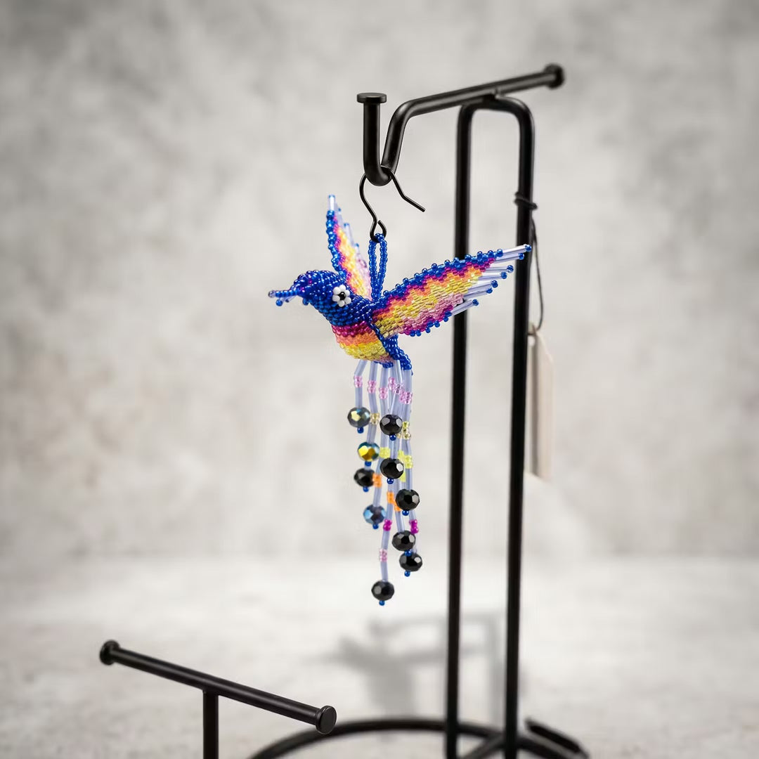 Black and Blue Beaded Humming Bird