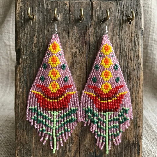 Pink Flame Blossom Drop Earrings