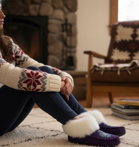 Moccasins with Beadwork (Size 6)