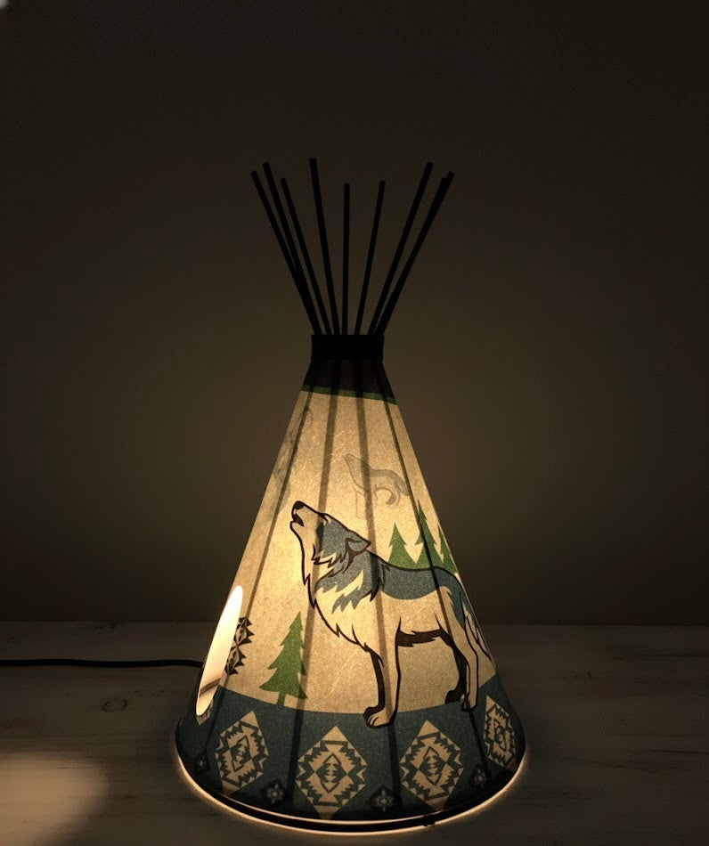 Teepee Table Lamp Howling Wolf