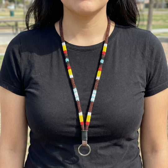 Round Beaded Lanyard(Brown)
