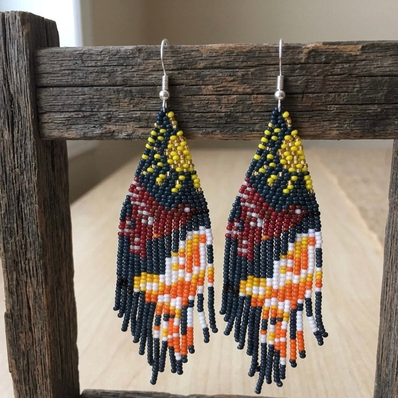 Green Sky Dancer Beaded Earrings