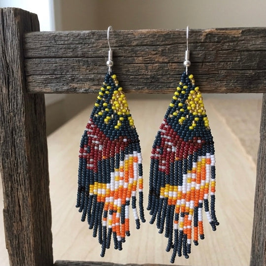 Green Sky Dancer Beaded Earrings