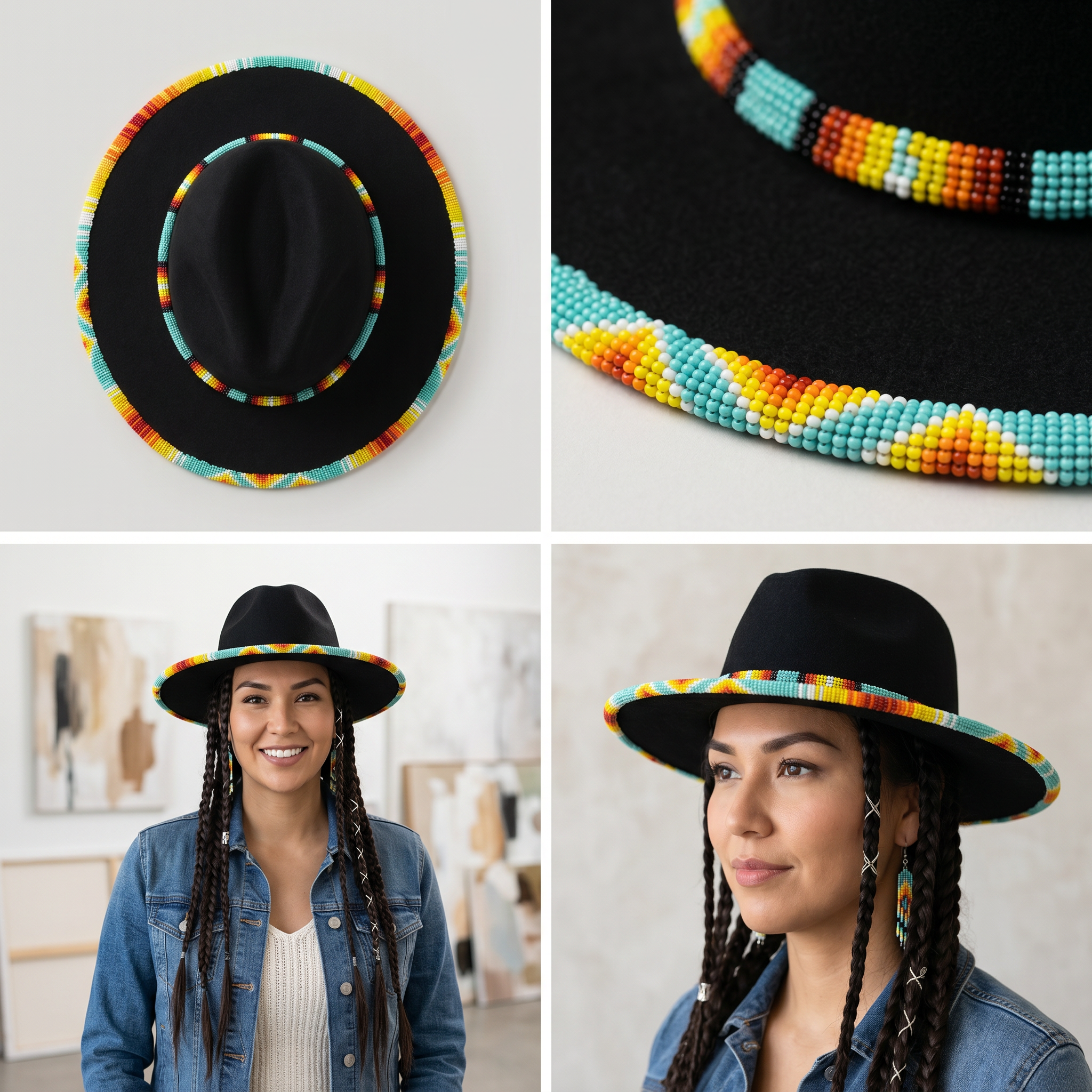 OLDTRIBES Size-62 Handmade Beaded Hat