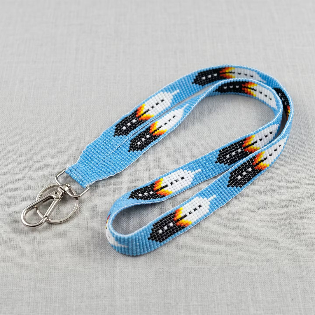 Blue Native American Style Wrist Lanyard