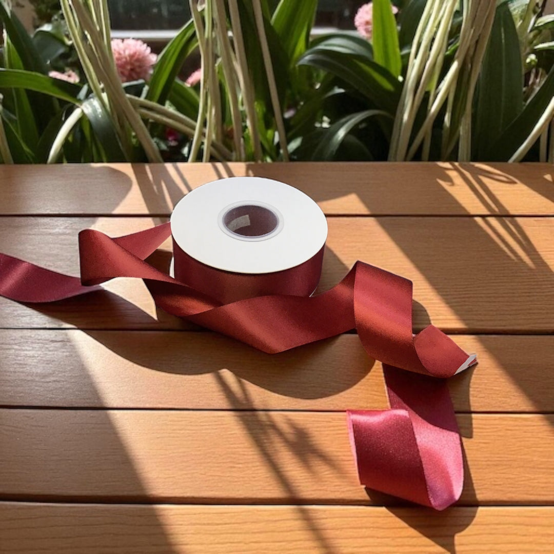 789 Ribbon Satin Ribbon Double Face- Maroon #789 -3.8 cm Wide – OldTribes