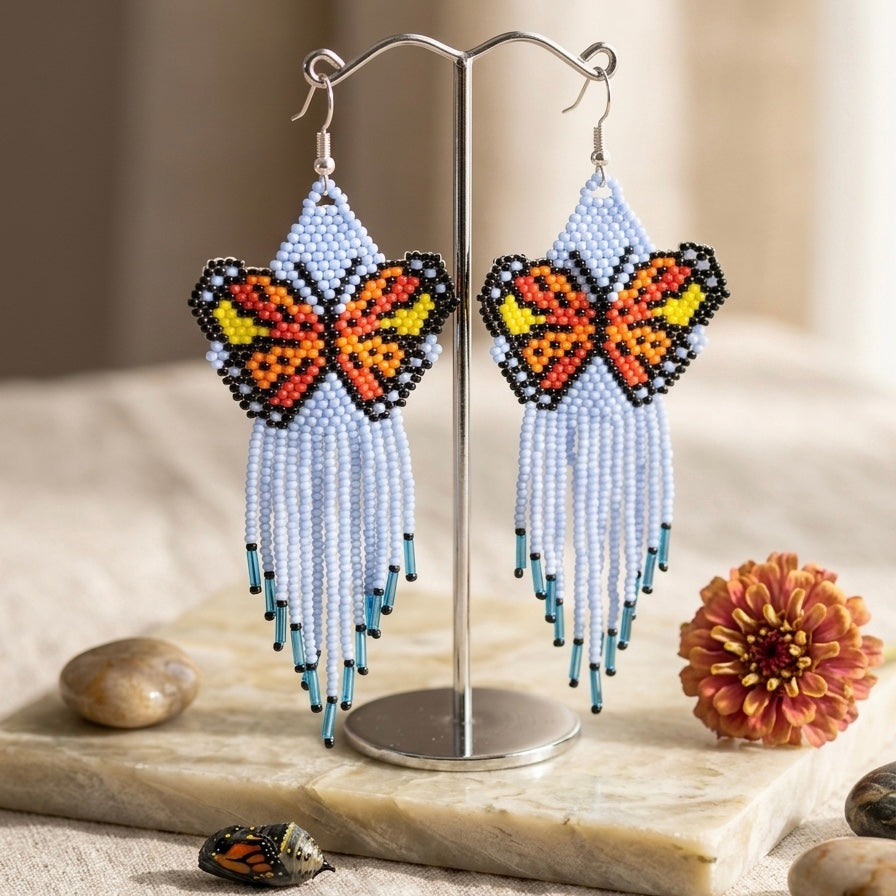 Light Purple Beaded Dancing Wing Earrings
